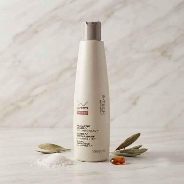 Versum B-Tech Preparing Shampoo Szampon Przygotowujący z Ceramidami I, III, VI – Profesjonalny Szampon Oczyszczający do Włosów pH 8.5-9.5 o Pojemności 300 ml