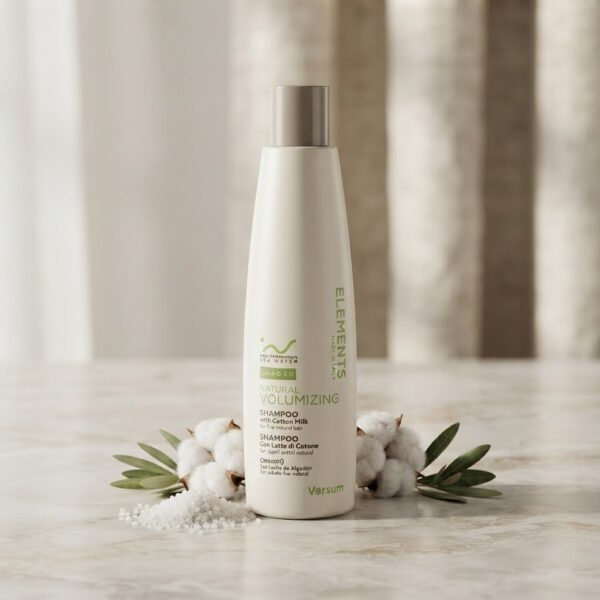 Versum Elements Natural Volumizing Shampoo Szampon zwiększający objętość z mleczkiem bawełnianym – Profesjonalny szampon do włosów cienkich i delikatnych pH 4.0-5.0 o pojemności 300 ml