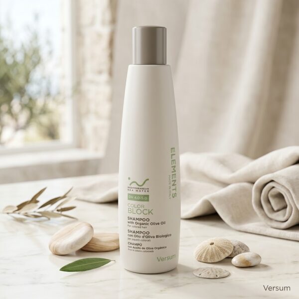 Versum Elements Color Block Shampoo – Zakwaszający Szampon Ochronny do Włosów Farbowanych z Biologiczną Oliwą z Oliwek (300 ml)